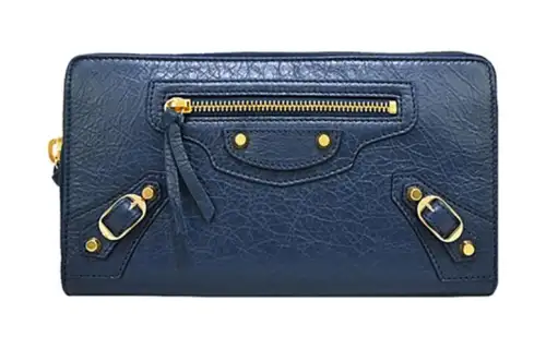 Balenciaga Lambskin Handheld Wallet Women's Blue