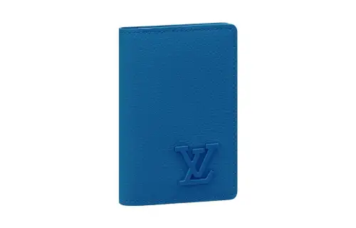 LOUIS VUITTON Cow Leather Wallet Men's Blue