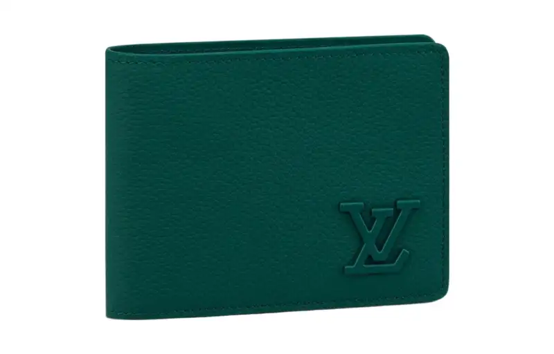 LOUIS VUITTON Multiple Cow Leather Wallet Men's Dark Green
