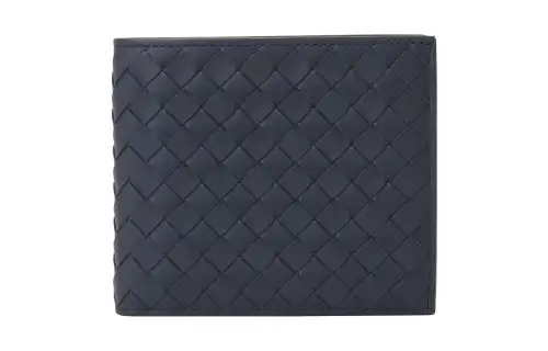 Bottega Veneta Cow Leather Wallet Men's Dark Blue