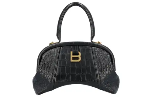 Balenciaga Super Soft Crocodile Embossed Calfskin Portable Crossbody Bag, Shoulder Bag Small Women's Black