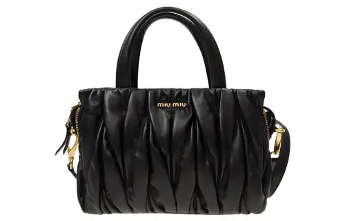 MIU MIU Lambskin Crossbody Handbag Women's Black