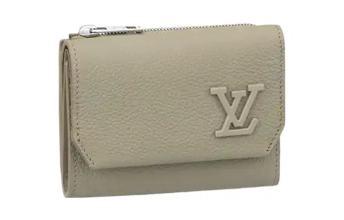 LOUIS VUITTON Cow Leather Wallet Men's Gray Green