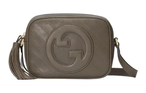GUCCI Blondie Leather Crossbody Bag, Shoulder Bag Women's Brown Gray