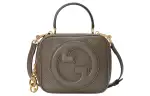 GUCCI Blondie Leather Shoulder Bag, Crossbody Bag, Handbag Regular Women's Brown Gray