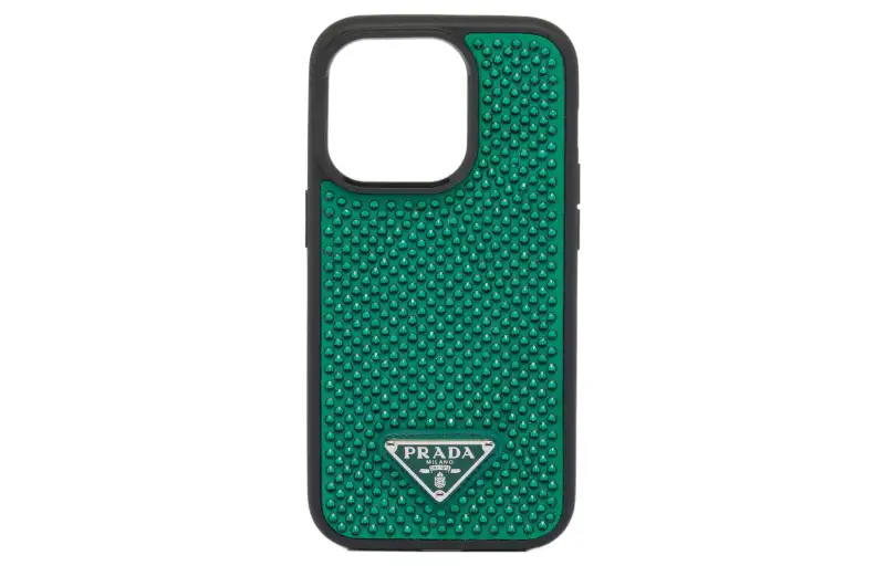 PRADA Leather IPhone 14 Pro Protective Case & Merch Women's Green