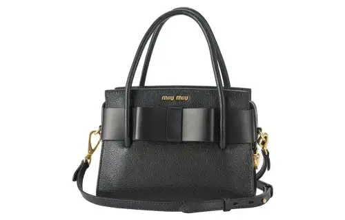 MIU MIU Sheepskin Crossbody Handbag Women's Black