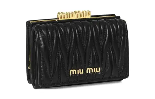 MIU MIU Lambskin Wallet Women's Black