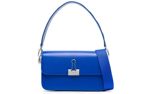 OFF WHITE Calfskin Crossbody Bag, Shoulder Bag Women's Blue