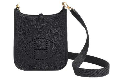 HERMES Evelyne Clemence Bullock Leather Crossbody Bag, Shoulder Bag 16 Women's 3Y Caban Black Cloth/Navy Blue