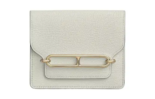 HERMES Roulis Goatskin Pig Nose Clutch Fanny Pack Wallet Women's White