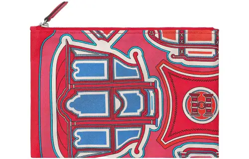 HERMES Silky Pocket Silk Storage Bag Women's Heart Red & Mexico