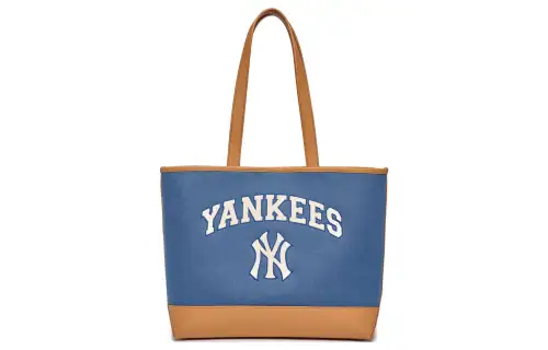 MLB Artificial Leather Handbag, Shoulder Bag Large Unisex Brown & Blue