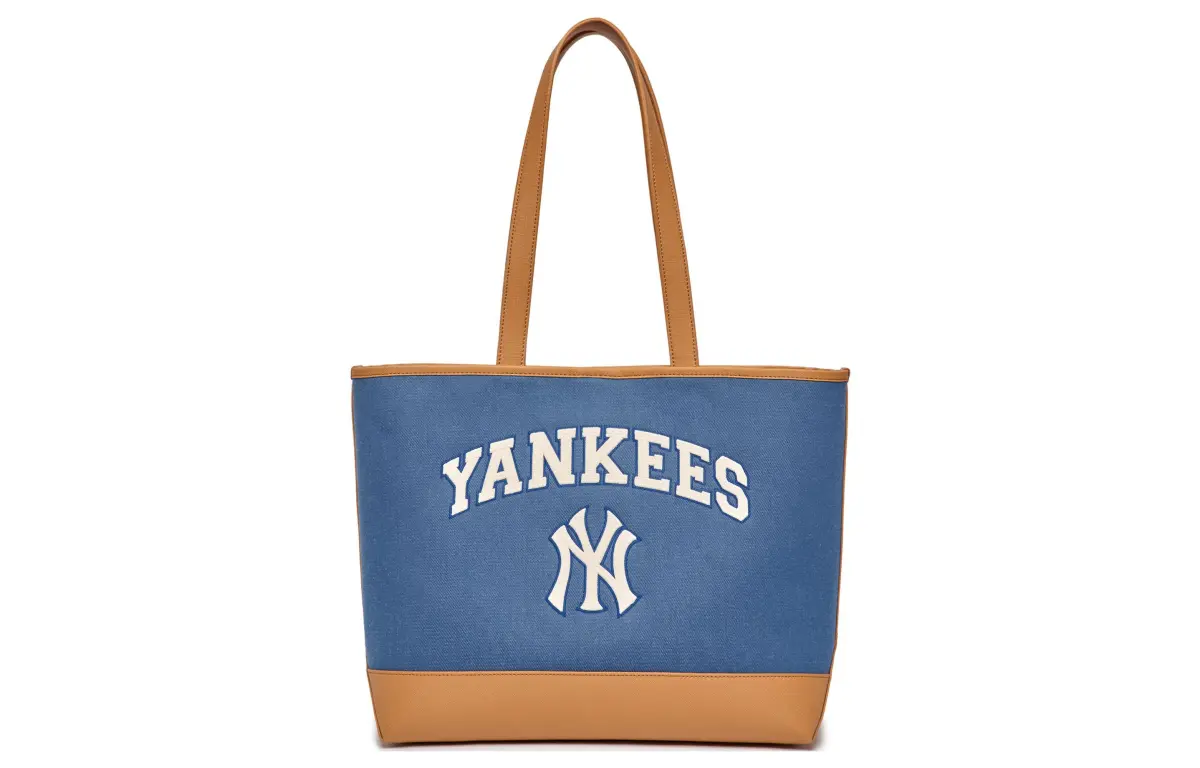 MLB Artificial Leather Handbag, Shoulder Bag Large Unisex Brown & Blue