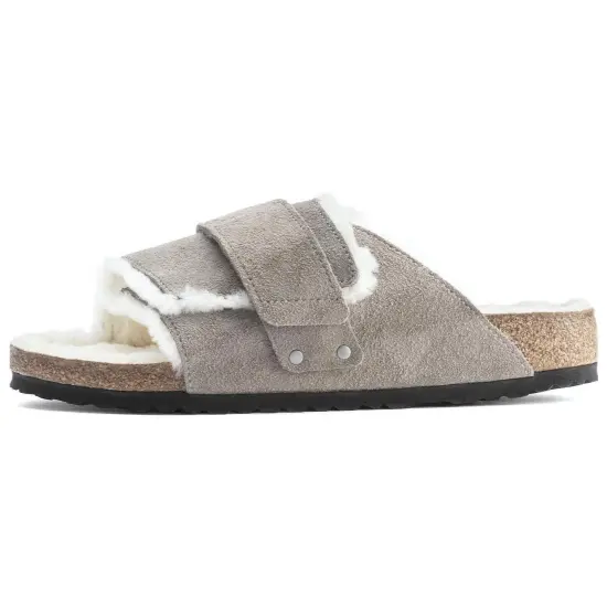 Birkenstock Kyoto Shearling Suede Stone Coin