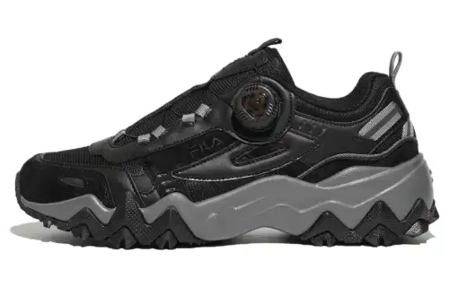 FILA Oakmont TR Dial V2 Sports Cushioning Abrasion Resistant Low top Casual Shoes Unisex Black Gray Korean Style