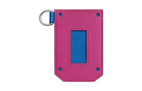 HERMES Swift Calfskin Vs Mysore Goat Skin Card Holder Women's Mulan Pink & Mermaid Blue