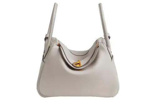 HERMES Lindy Evercolor Calfskin Shoulder Bag 26 Women's 8L Beton Glacier White/Concrete Gray