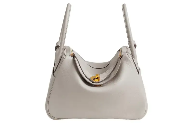 HERMES Lindy Evercolor Calfskin Shoulder Bag 26 Women's 8L Beton Glacier White/Concrete Gray