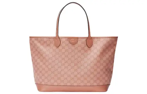 GUCCI Ophidia Canvas With Leather Tote Bag, Shopping Bag, Handbag Large Women's Pink