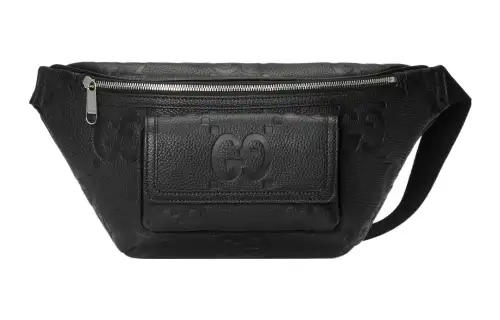 GUCCI Leather Sling Bag, Fanny Pack Men's Black