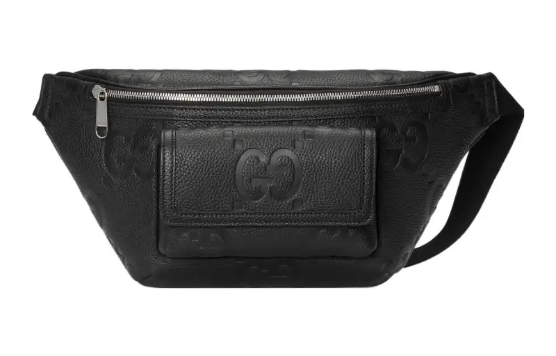 GUCCI Leather Sling Bag, Fanny Pack Men's Black
