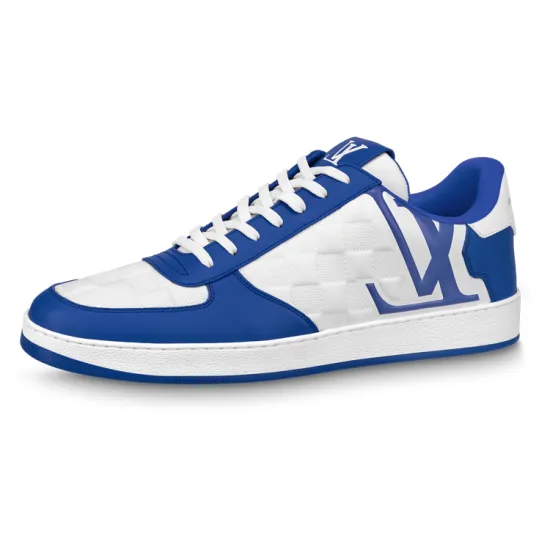LOUIS VUITTON Rivoli Sneakers 'White Plaid With Blue Side Logo'