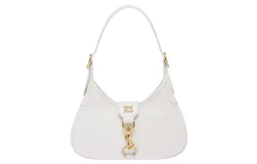 MIU MIU Leather Hobo Bag, Handbag, Shoulder Bag Women's White