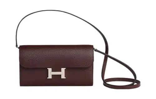 HERMES Constance To Go Evercolor Calfskin Shoulder Bag, Crossbody Bag, Wallet Women's Saddle Red