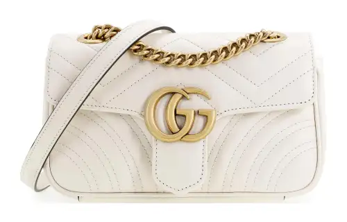 GUCCI GG Monogram Leather Crossbody Bag, Shoulder Bag Mini Women's White