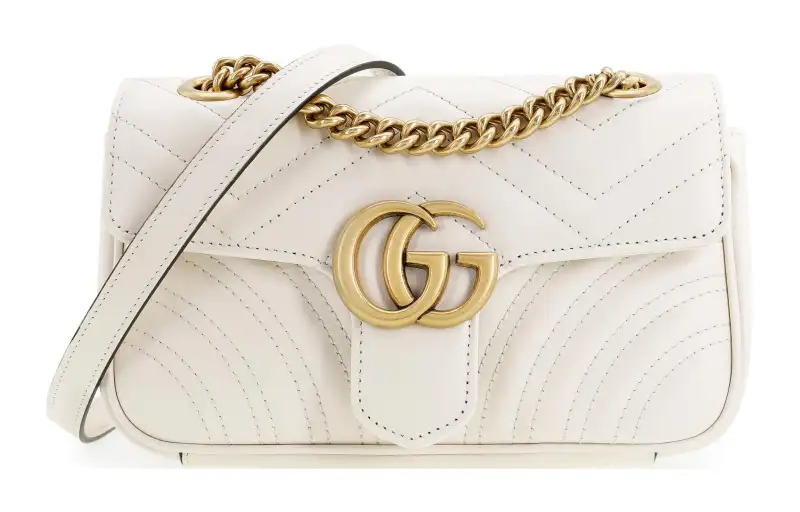 GUCCI GG Monogram Leather Crossbody Bag, Shoulder Bag Mini Women's White