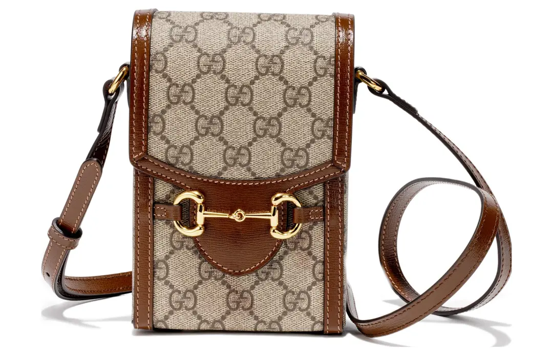 GUCCI Horsebit 1955 Canvas With Leather Cell Phone Pouch, Cigarette Case, Bag, Crossbody Bag, Shoulder Bag Unisex