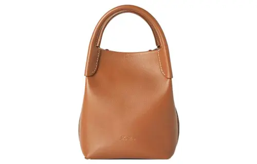 Loro Piana Cow Leather Handbag Mini Women's Warm Brown Taupe