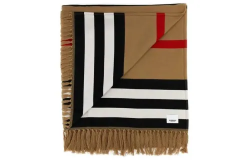 Burberry Striped Intarsia Fringed Scarf