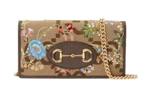 GUCCI Horsebit 1955 Canvas With Leather Shoulder Bag, Crossbody Bag, Wallet Regular Women's Brown