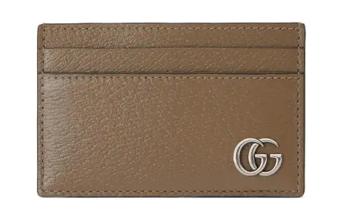 GUCCI GG Marmont Leather Card Holder Card Holder Men's Taupe