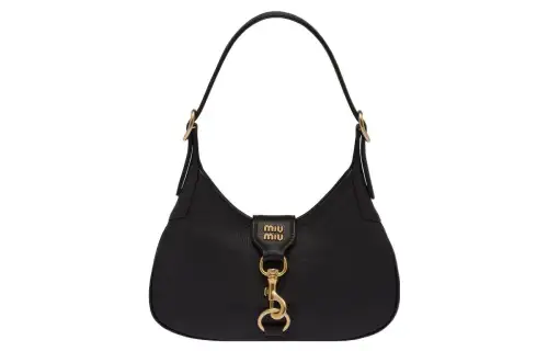 MIU MIU Leather Hobo Bag, Handbag, Shoulder Bag Women's Black