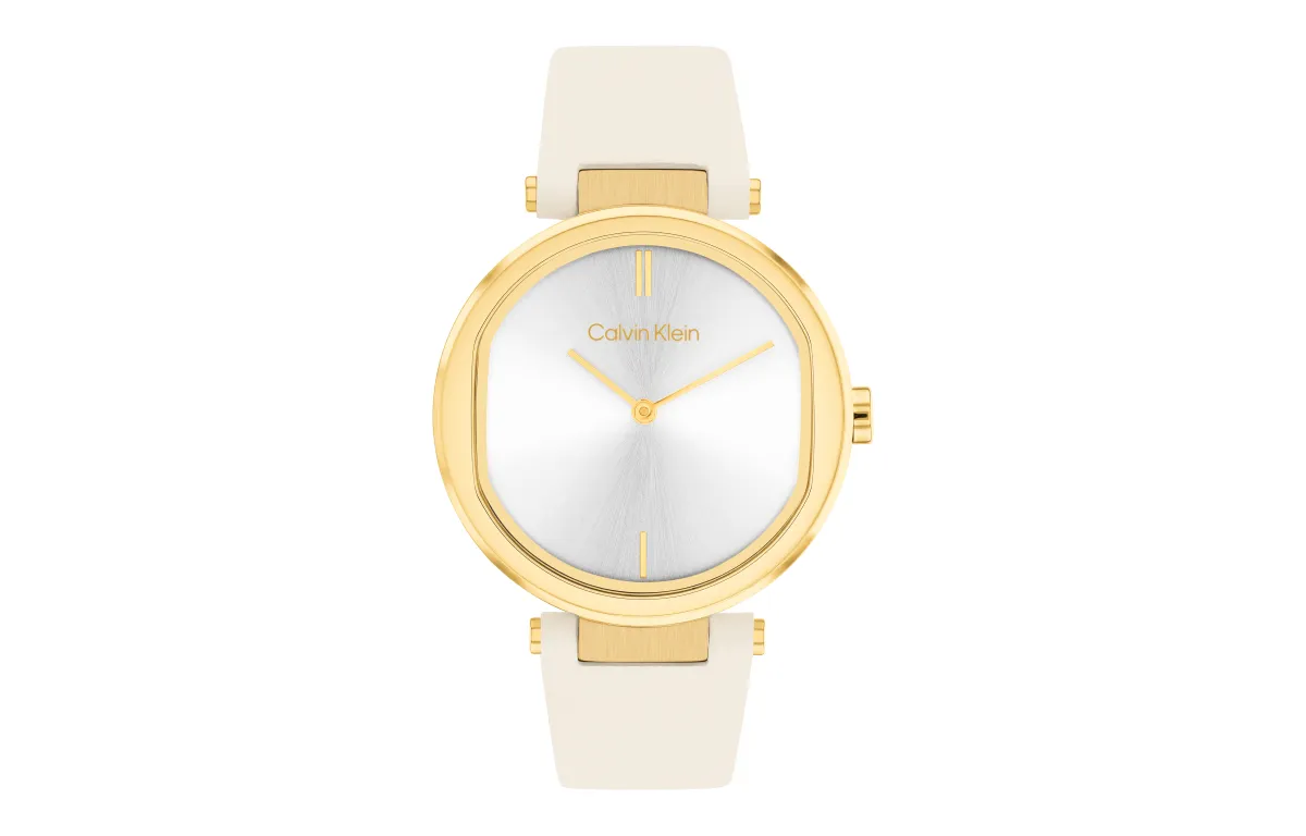 CK/Calvin Klein Elegant Wrist Watches Quartz Movement Leather Strap Silver Dial Women's Watch 25200254