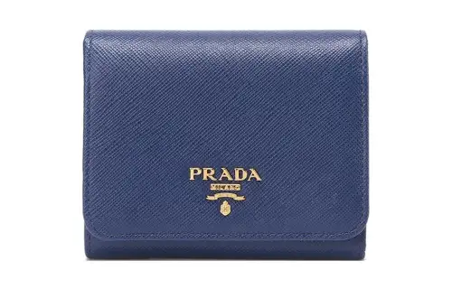 PRADA Cow Leather Wallet Coin Purse Women's Cornflower Blue