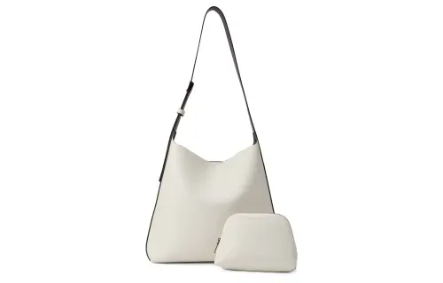 CHARLES&KEITH Pu Tote Bag, Shopping Bag, Shoulder Bag Women's Navy Blue/Cream Milk White/Orange/Green
