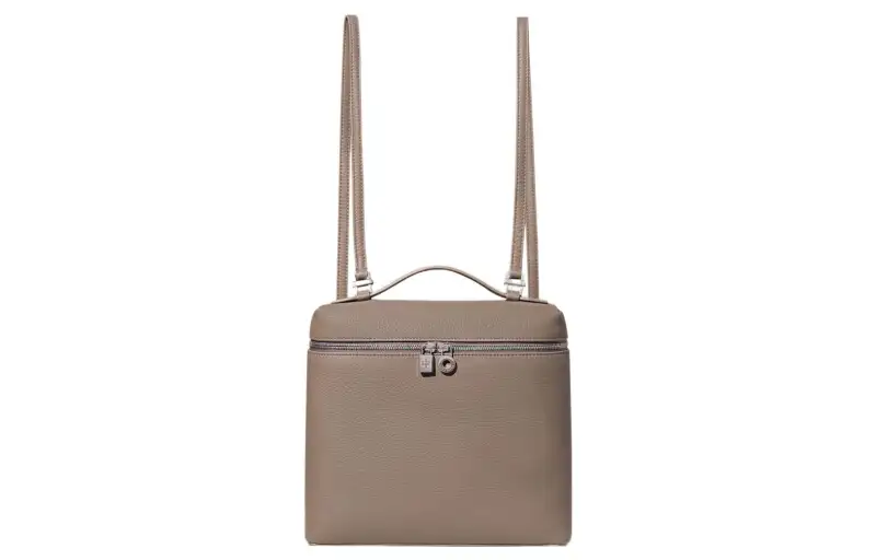 Loro Piana ExtraPocket Leather Tofu Bag Backpack Women's Warm Beige/elephant Grey
