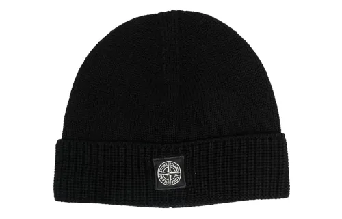 Stone Island logo-patch fine-knit beanie
