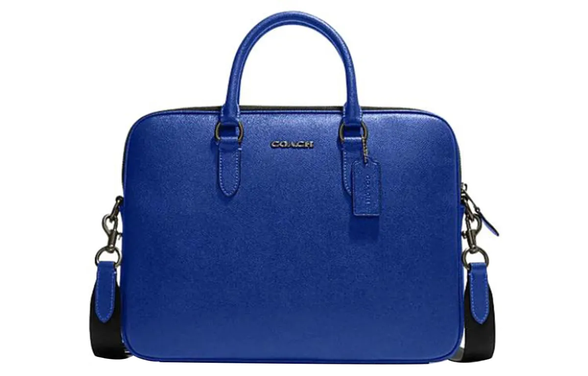 COACH Leather Briefcase, Handbag Large Men's Blue