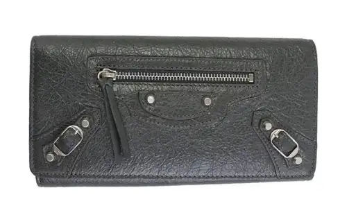 Balenciaga Cow Leather Wallet Women's Marine Blue