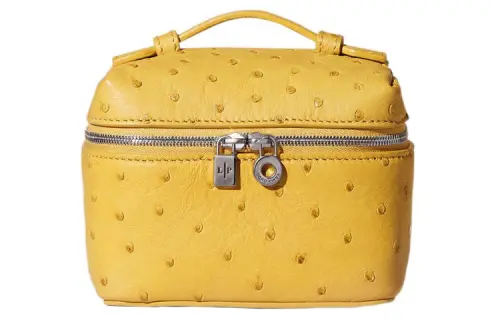 Loro Piana ExtraPocket Ostrich Leather Makeup Bag Small Square Bag Handbag, Shoulder Bag Regular Women's