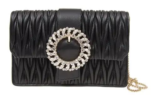 MIU MIU Cow Leather Shoulder Bag, Crossbody Bag Women's Black