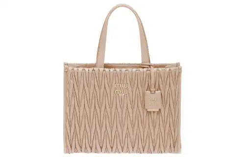 MIU MIU Matelassé Leather Tote Bag, Shopping Bag, Shoulder Bag, Crossbody Bag, Handbag Women's Cameo Brown