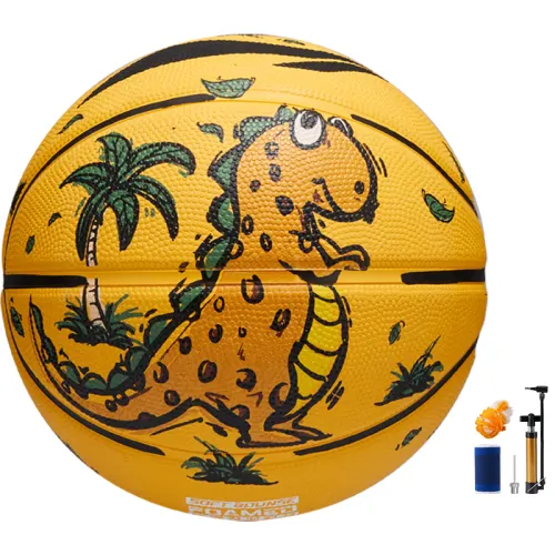 Li Ning, street universal ball, yellow basketball uniform, rubber wear-resistant dinosaur for men and women for students for kindergarten for training, graffiti, official product