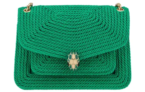 BVLGARI Serpenti Forever Series Calfskin Crossbody Bag, Shoulder Bag Women's Green