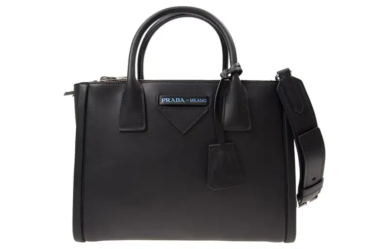 PRADA Adjustable Strap Calfskin Shoulder Bag, Crossbody Bag, Handbag Women's Black